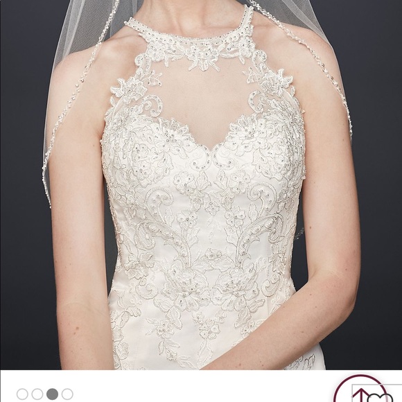 David’s Bridal high neck laced wedding dress - Picture 3 of 5